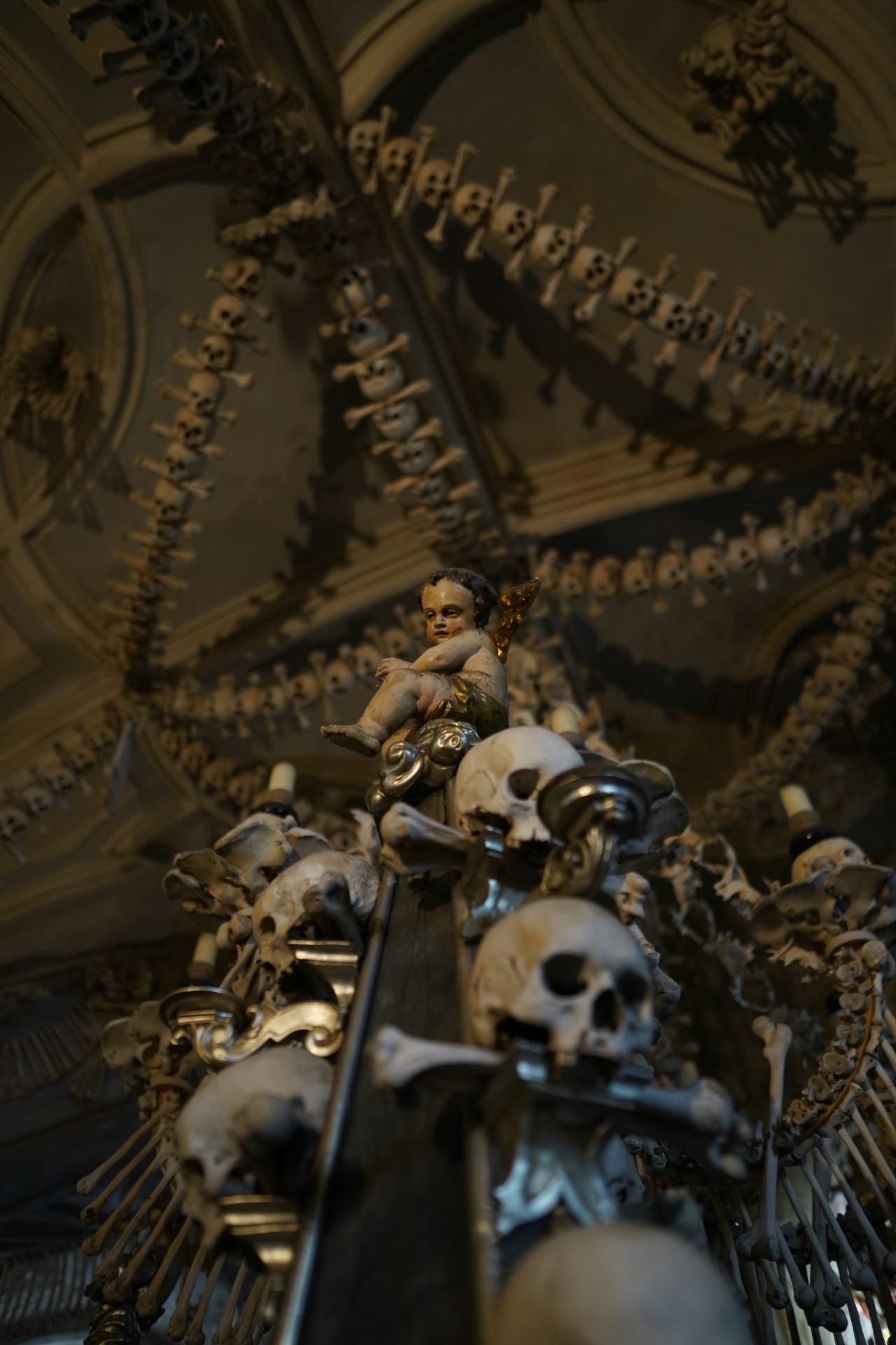 Bone decoration inside the Sedlec Ossuary in Kutná Hora