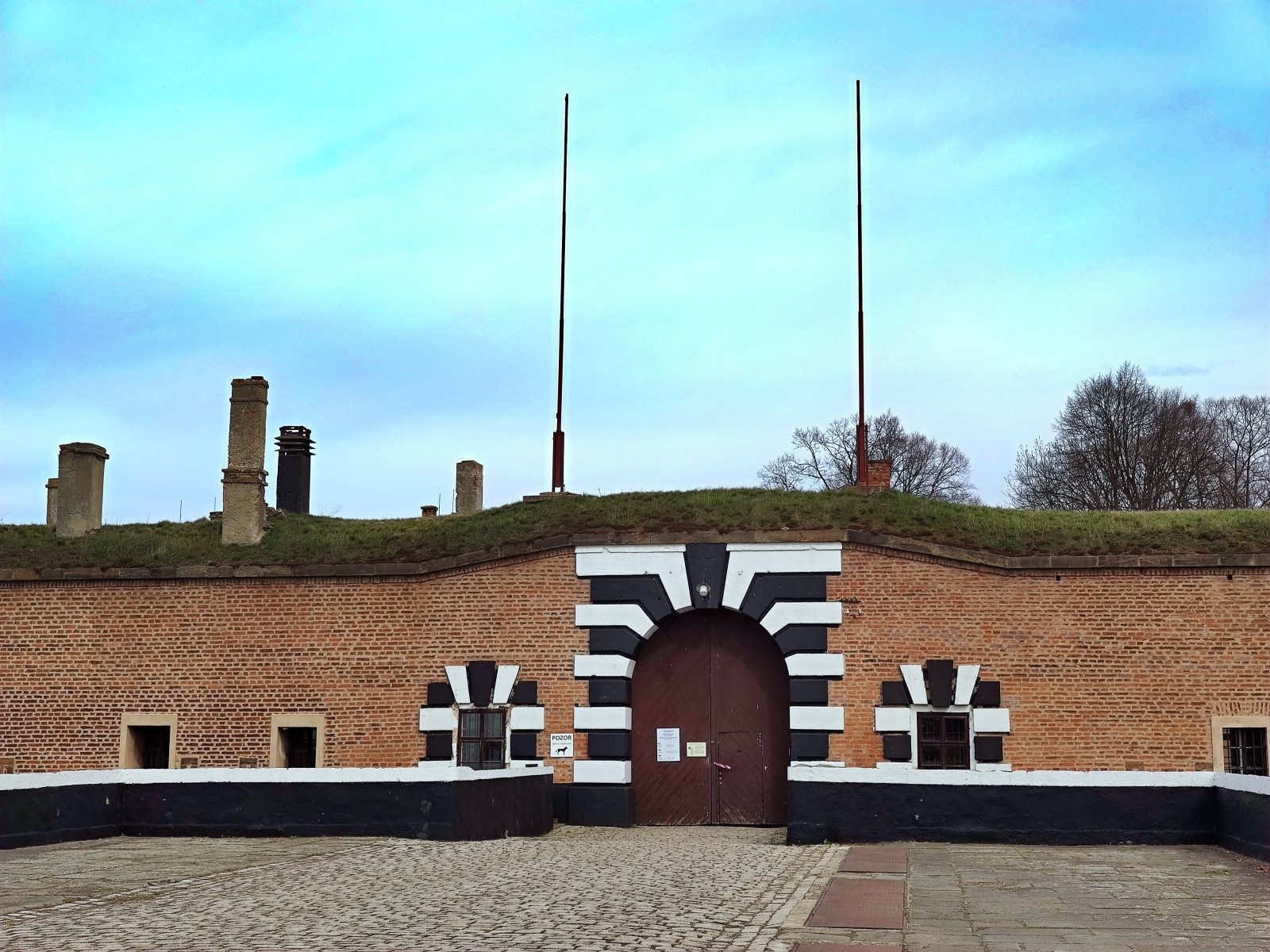 The entrance gate to the Small Fortress at the Terezín Memorial